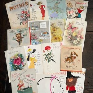 Vintage Birthday Card Collection 1950 - 1960’s (Set of 15)